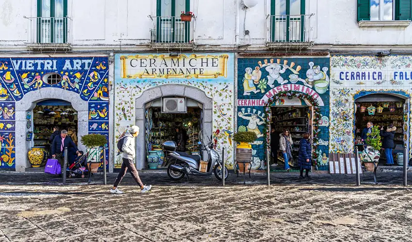 photo of row of ceramic souvenir shops